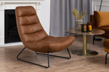 Fauteuil lounge en simili cognac - WESTON