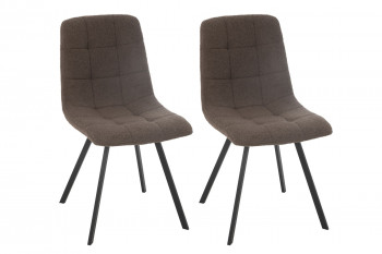 Chaises en métal noir et tissu bouclette (lot de 2) - OLIVIA