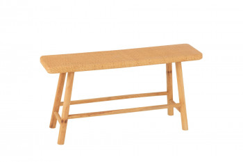 Banc 2 personnes en pin et rotin naturel L92 (lot de 2) - LAOS