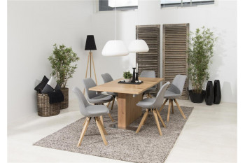 Chaises modernes bois et tissu gris (lot de 2) - EARL
