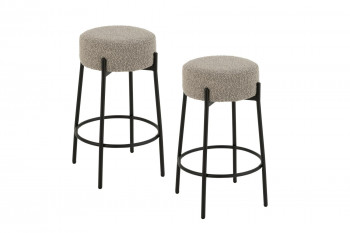 Tabourets de bar en métal noir et bouclette (lot de 2) - GERDA