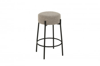 Tabourets de bar en métal noir et bouclette (lot de 2) - GERDA