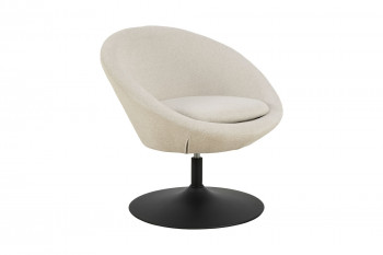 Fauteuil rond organique pivotant en tissu beige - NAEL