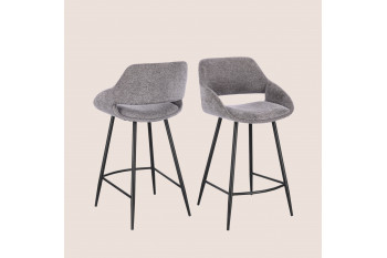 Tabourets de bar avec repose-pieds en tissu (lot de 2) - TURIN