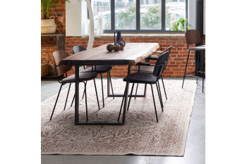Chaises de salle à manger à accoudoirs bois et tissu (lot de 2) - JADE