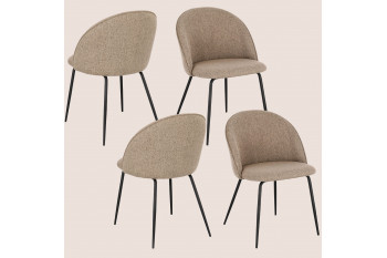 Chaises de salle à manger en métal et tissu (lot de 4) - DIANE