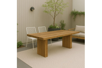 Table de jardin en bois recyclé brun L245 10 places - NONZA