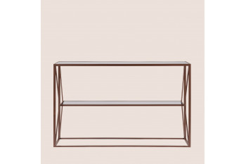 Console en métal marron et double plateau en verre L120 - THEIA