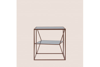 Bout de canapé carré en métal marron et verre L45 - THEIA