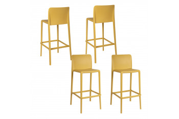 Tabourets de bar d'extérieur avec repose-pieds (lot de 4) - EOLE