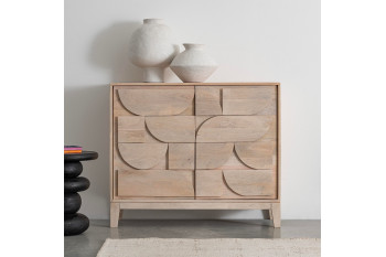 Buffet bas en manguier blanchi 3 portes L145 - AGDE
