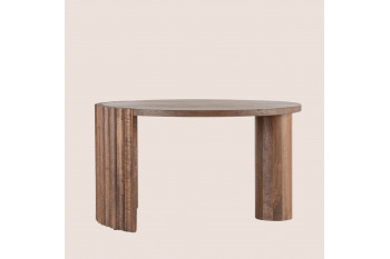 Table basse ronde en manguier brun contemporaine D80 - AGRA