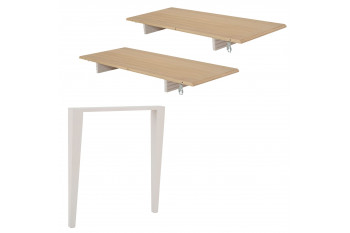 Lot de 2 allonges bois/grège table ronde D105 pieds fuseau - VICTORIA