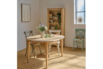Table ronde extensible chêne blanchi 4/6 places D105 pieds fuseau - VICTORIA