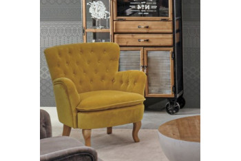 Fauteuil en tissu et bois - SHERLOCK