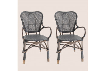 Fauteuils de salle à manger bistrot en rotin (lot de 2) - NICE