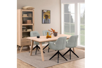 Table à manger rectangulaire en bois blanchi L200 - ALISIA