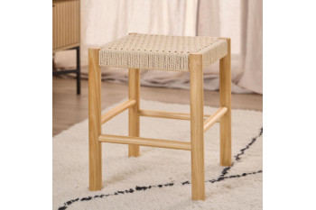 Tabouret en bois et assise tressée L80 - THEO