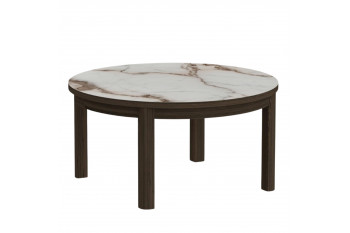 Table basse ronde en céramique et chêne fumé D90 - SIMONE