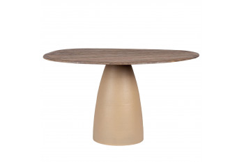 Table organique en manguier et métal crème 6 places L140 - SHIVA