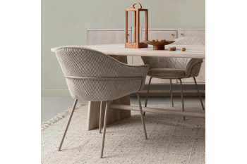 Chaises de salle à manger à accoudoirs en velours gris (lot de 2) - LIA