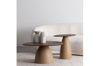Table basse organique en manguier et métal crème L86 - SHIVA