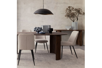 Chaises de salle à manger en tissu beige (lot de 4) - CORINE