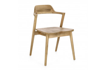 Chaise de salle à manger japandi en bois à accoudoirs empilable - SARI