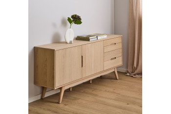 Buffet en bois blanchi 2 portes 4 tiroirs L180 - MARTINE