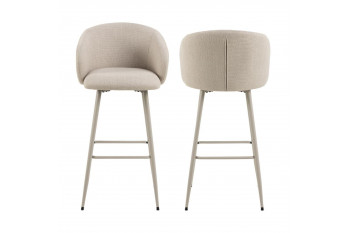 Tabourets de bar avec accoudoirs en tissu beige (lot de 2) - BLAIR