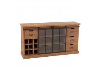 Buffet en bois et métal 4 tiroirs 2 portes coulissantes - MIRA