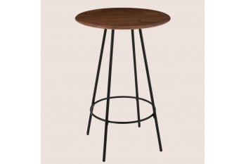 Table de bar ronde en bois et métal style industriel D60 - VARNY