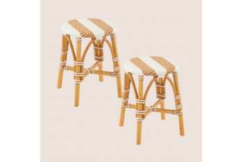 Tabourets parisiens assise tressée rayures (lot de 2) - MONTMARTRE