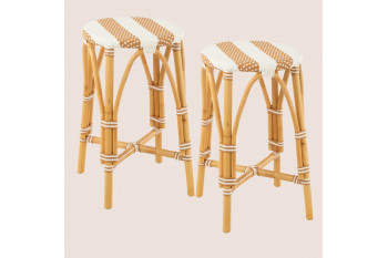 Tabourets de bar parisiens assise tressée rayures (lot de 2) - MONTMARTRE