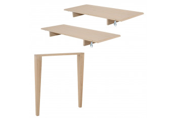 Lot de 2 allonges bois blanchi table ronde D115 pieds fuseau - VICTORIA