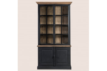 Buffet vaisselier en bois noir 2 portes vitrées - DALILA