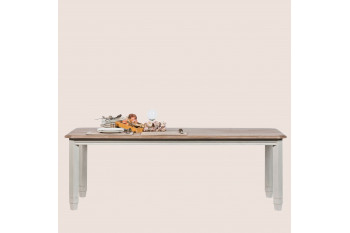 Table à manger en bois rectangulaire piétement crème L220 - VILLAS
