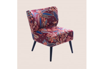 Fauteuil crapaud en velours prune à motifs - VIOLETTE
