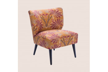 Fauteuil crapaud en tissu orange à motifs - RANCHI