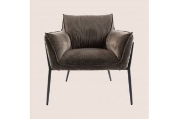 Fauteuil à accoudoirs pieds métal et velours - ROXANE