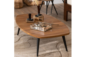 Table basse ovale en teck recyclé brossé et en métal L120 - DILI