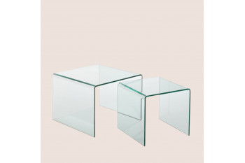 Tables basses carrées gigognes en verre L65 (set de 2) - GALLE