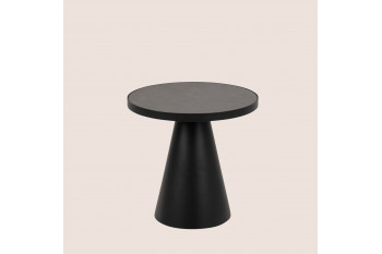 Bout de canapé rond en céramique et métal noir D45 - GIROLLE