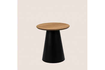 Bout de canapé rond en bois et métal noir D45 - GIROLLE