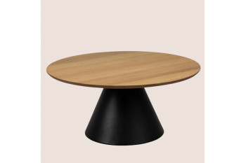 Table basse ronde en bois et métal noir D65 - GIROLLE