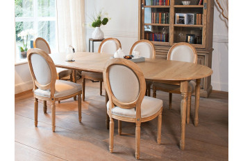 Table extensible ronde bois D105 cm + 1 allonge et Pieds tournés - VICTORIA