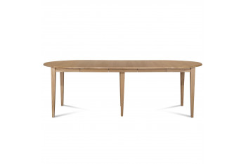 Table ronde VICTORIA 6 pieds fuseau 115 cm + 3 rallonges bois