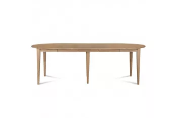 Table ronde 6 pieds fuseau 115 cm + 3 rallonges bois - VICTORIA
